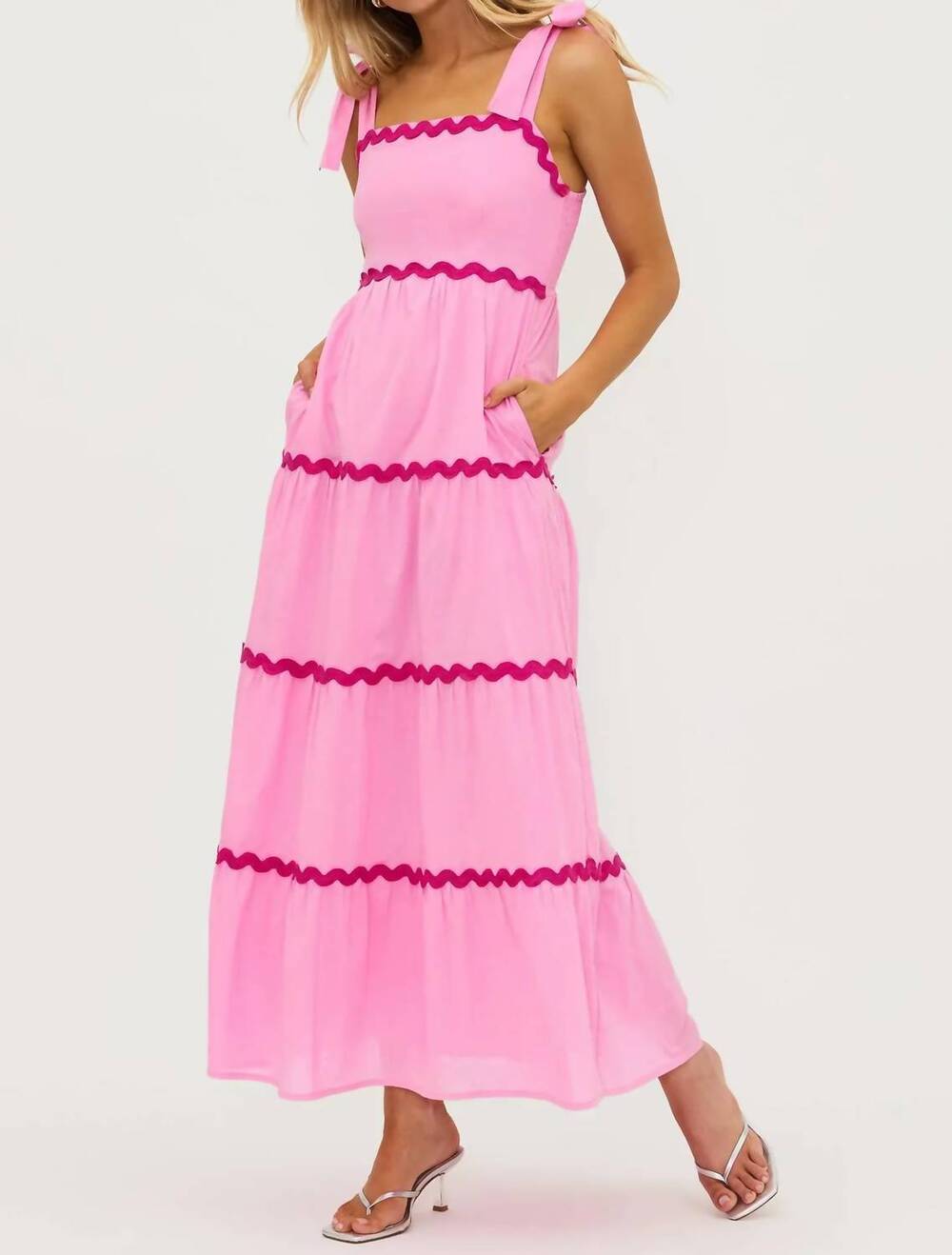 NEW BEACH RIOT charlotte dress in sweet pink